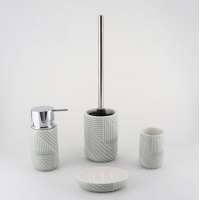 B0579 Ceramic Bathroom Accessories Set 4 Piece, Soap Dispenser, Toilet Brush Holder, Tumbler, Soap Dish